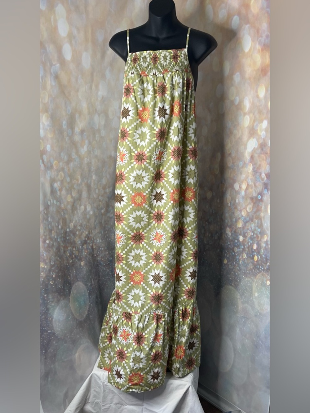 Universal Thread Maxi Sundress Boho Vintage Quilt Design NWT Size XL Adjustible